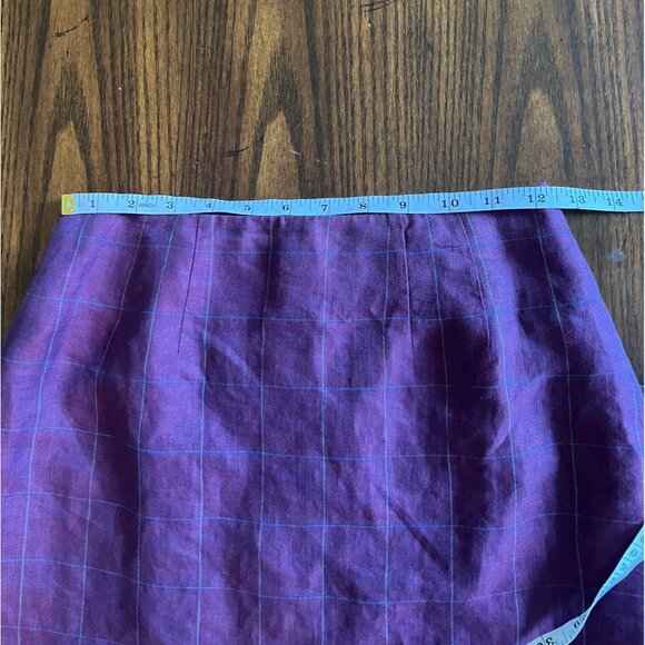 Vintage 90's Linda Allard Ellen Tracy Purple Linen Pencil Skirt 2 Petite Mini - Picture 6 of 8